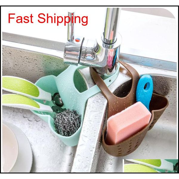 

kitchen hanging drain basket organizer adjustable buckle sink holder shelf gadget storage bag shelving rack faucet s qylmmz homes2011