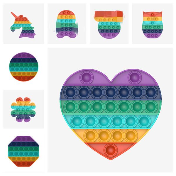 

gradient color push pop bubble fidget sensory toy autism special needs stress reliever multi shapes funny antistress toys dhl g12808