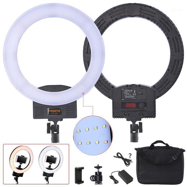 

fusitu ft-12b bi-color selfie ring lamp 3200-5600k 240 led pgraphic light with 3 shoe ring light for camera phone video1
