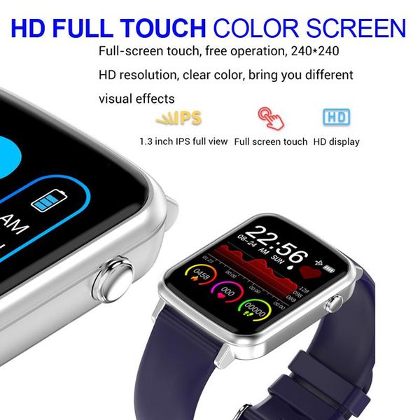 

smart watch r25 full touch sports bracelet heart rate blood pressure fitness tracker color men women call android ios clock band wmtufe