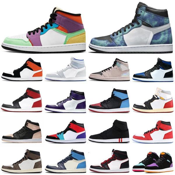 

mens 1s high og shoes jumpman 1 royal toe obsidian unc patent pine green fearless tie dye men women trainers sports sneakers