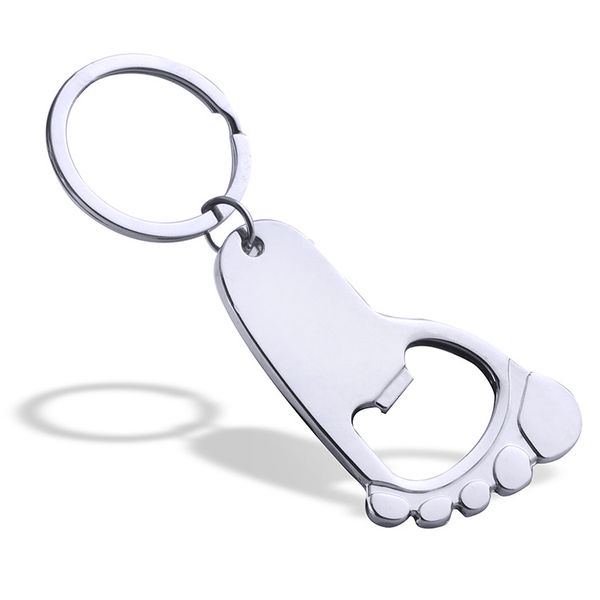 

wholesale keychain 20x personalized baptism christening souvenir foot shaped keychain bottle opener first communion favor gifts for guests, Silver