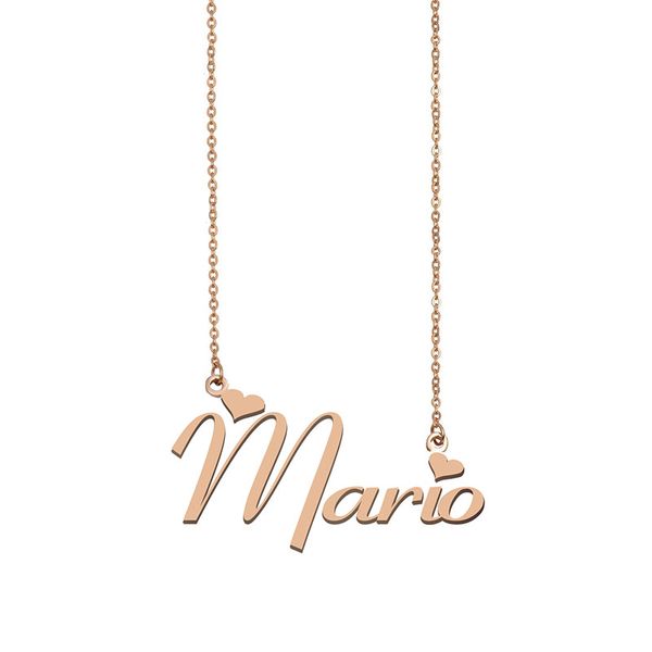 

mario name necklace pendant custom personalized for women girls children friends mothers gifts 18k gold plated stainless steel, Silver