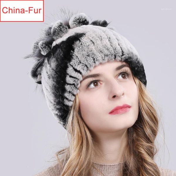

brand elastic knit real rex fur beanies hats women real rex fur skullies hat 100% natural caps1, Blue;gray