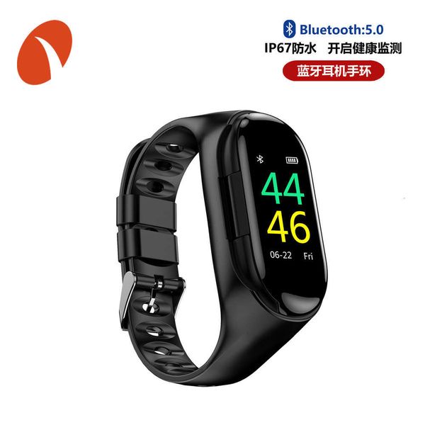 

m1 large color screen intelligent exercise heart rate blood prsure multifunctional tws bluetooth headset braceletbgt