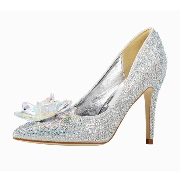 

european design elegant crystal decoration woman shoes handmade bling bling high heels 9.5cm shoes for wedding size 36-41, Black