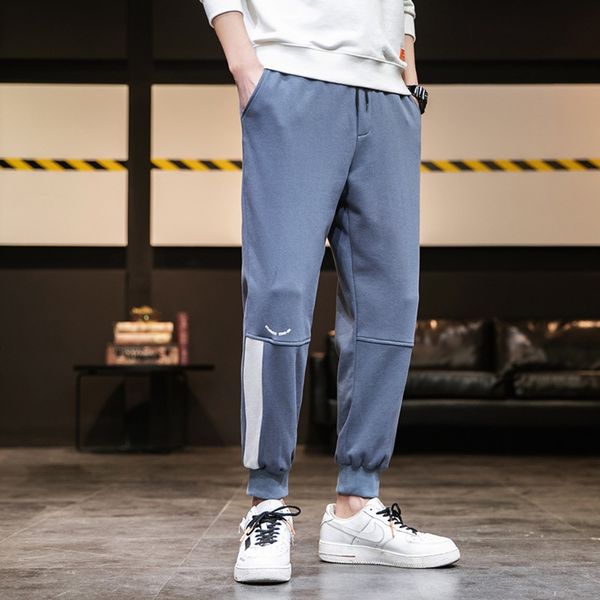 

2020 casual new hip hop capris men's sports casual pants youth korean version slim little feet fashionable pants bsdr6, Blue
