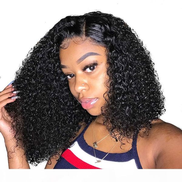 

curly lace front wigs for women kinky curly lace frontal wig 4x4 lace closure bob wig brazilian curly human hair wigs, Black;brown