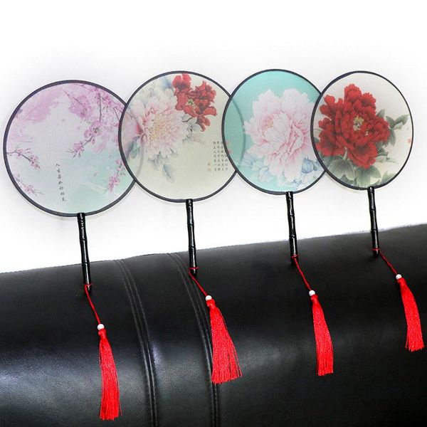 

Ladies Dancing Home Decor Female Embroidery Flower Fan Classical Vintage Translucence Chinese Style Round Fans Small Silk Fan