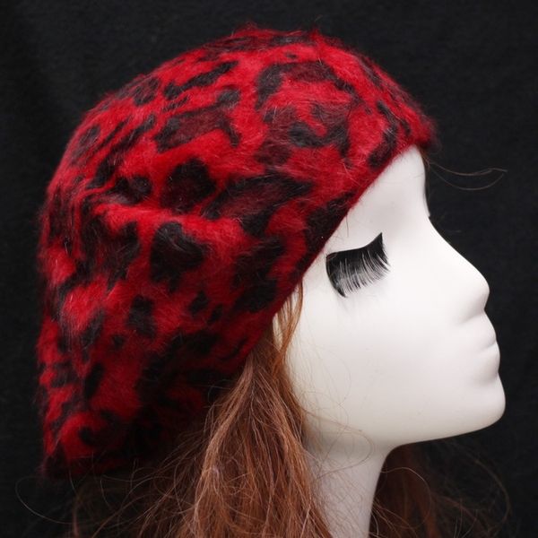 

wjkg korean warm rabbit fashion women cap warmth fur hat pure angora beret cap tide of street winter hat, Blue;gray