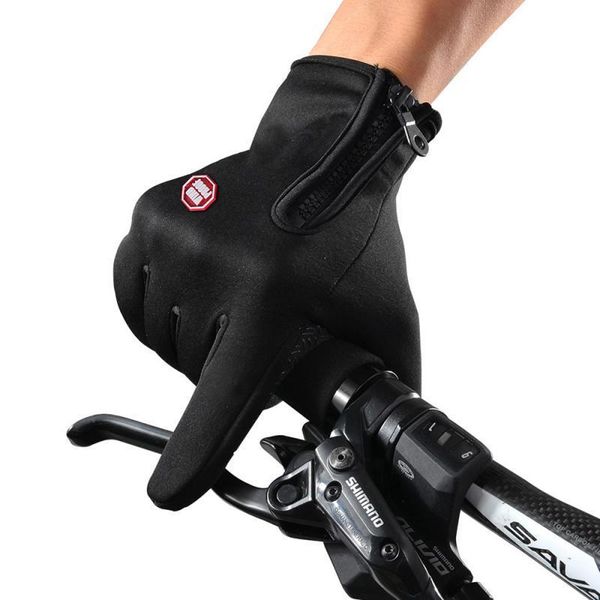 

men women windproof cycling bicycle touch screen riding mtb glove thermal warm motorcycle winter autumn bike gloves, Blue;gray