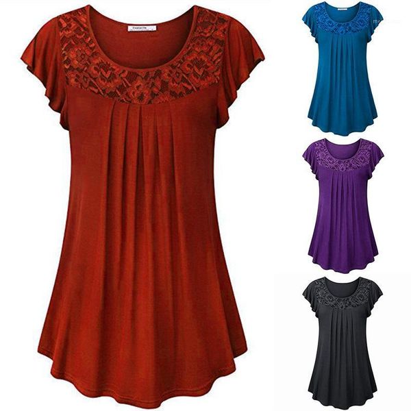 

plus size 2xl summer ruffled solid tunic blouse short sleeve shirts women blusas fashion shirt women tee casual female shirt1, White