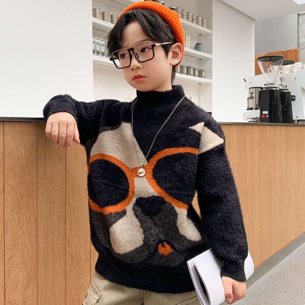 

zhongda sweater pullover 2020 new children's autumn and thickened knitted boys' winter bottom coat, Blue