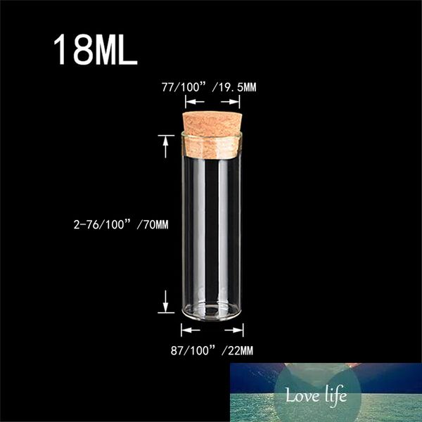 

22x70mm 18ml empty glass transparent clear bottles with cork ser glass vials jars packaging bottles test tube 100pcs/lot