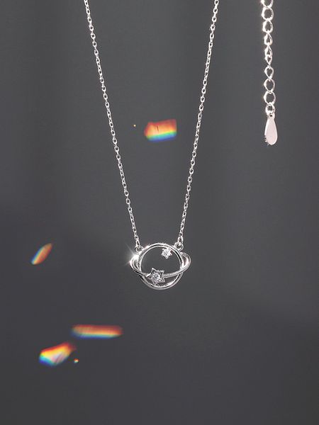 

bling hand made star women's fashion net red clavicle chain ins cool wind pure silver necklace high level sense minority