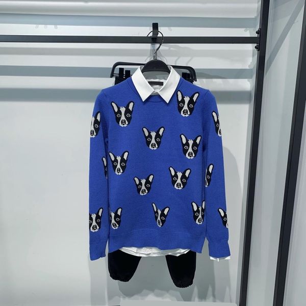 

luxury 2021 winter new men embroidered gentleman boston terrier mesh pullovers asian plug # e2 tlod, White;black