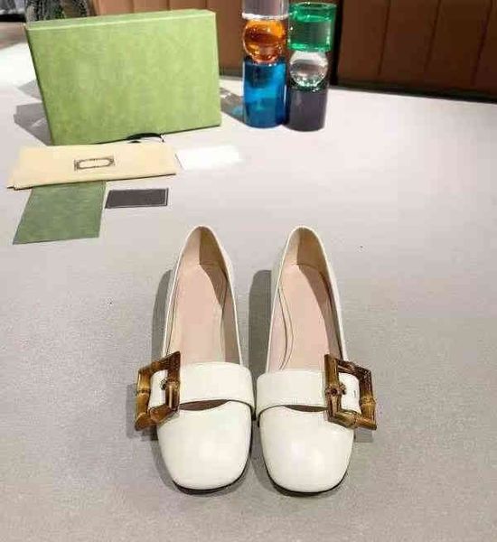 

quality high women's dress shoes fashion bamboo square buckle leather unique designer shoe wedding party show women shoess luxury box, Black