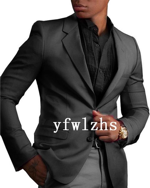 

handsome two buttons groomsmen notch lapel groom tuxedos mens wedding dress man jacket blazer prom dinner suits (jacket+pants+tie)w215, Black;gray