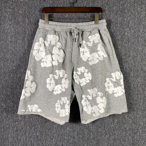 Schaum-Baumwoll-Druck-Shorts, Jogger, Herren, Damen, Kordelzug, Baggy, Skateboard, Strand, kurze Hosen, Schwarz, Grau