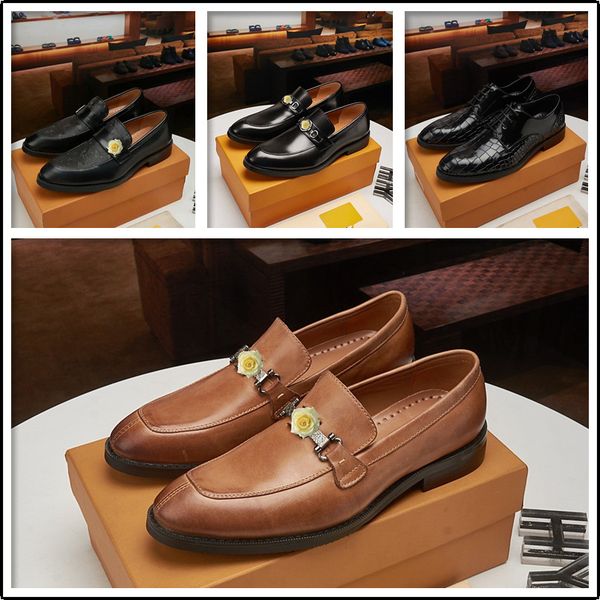 

classic business men's designer dress shoes fashion elegant formal wedding shoes men slip on office oxford shoe for men 2020 new, Black