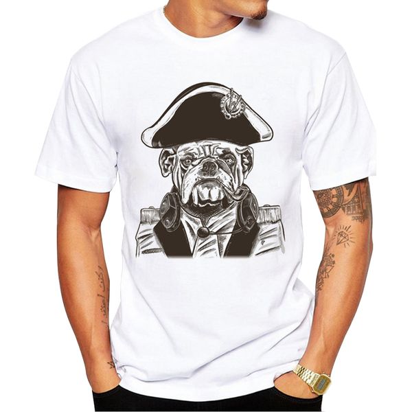 

2018 creative admiral's here design fashion retro style pug printed for boy short sleeve casual sport hooded sweatshirt hoodie t shirt