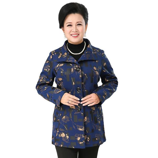 

2020 plus size xl-9xl trench coat middle aged female print single-breasted windbreaker women casual outerwear g640, Tan;black