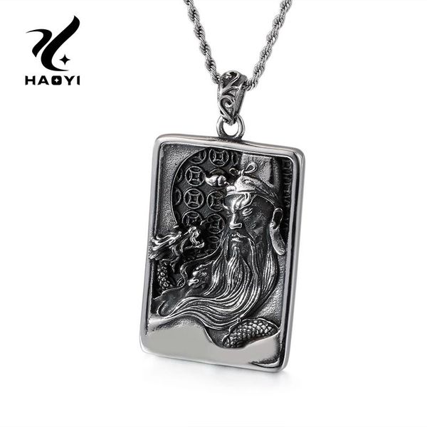 

pendant necklaces guanyu stainless steel necklace for men fashion personality heroes of the three kingdoms china jewelry, Silver