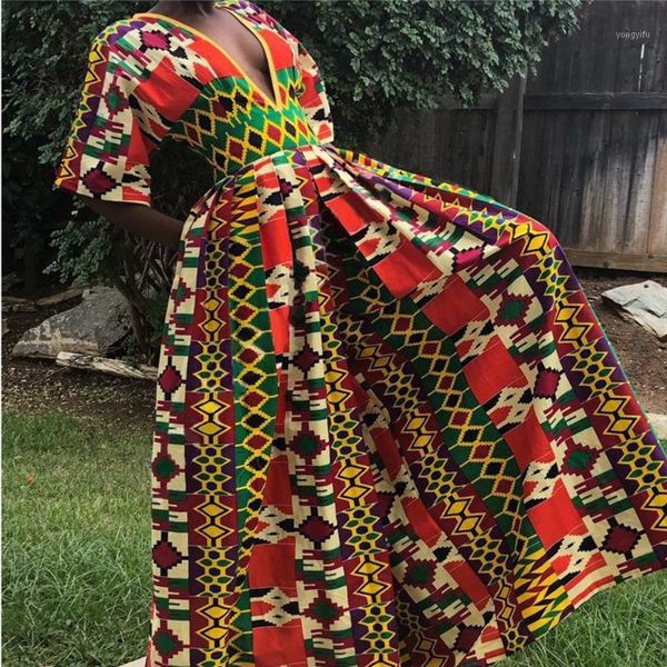 

2020 summer new style african women clothing dashiki fashion print elastic waist short sleeve wide leg jumpsuits africa dresses1, Red