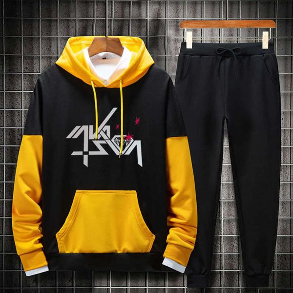 

men's two 2020 running hooded new autumn piece sweater trend casual fashion sportswear suit for men, Gray