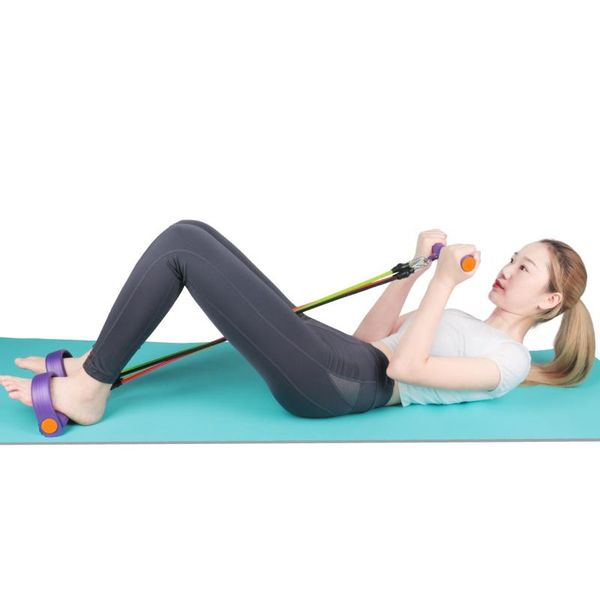 

fitness gum 4 tube resistance bands latex pedal exerciser pedal tensioner adjustable elastic rope sport training equipment