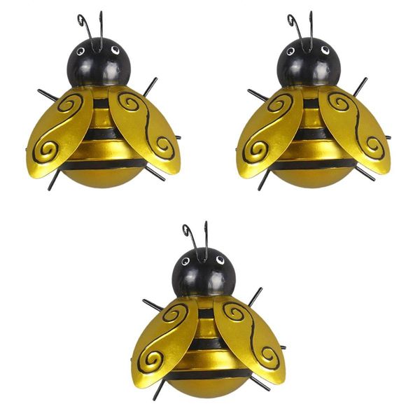 

3pcs honey bee metal craft hanging sculpture wall art garden decor bugs