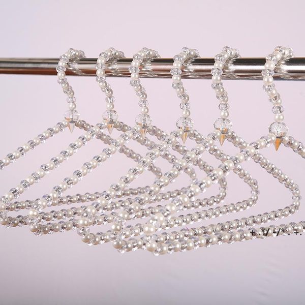 Prateleira de vestuário Beads de Cristal Pérola Cabide de Roupa NonsLip Triângulo Arco Vestido de Casamento Exposição Traje de Traje Vestido Moldura BBE13274