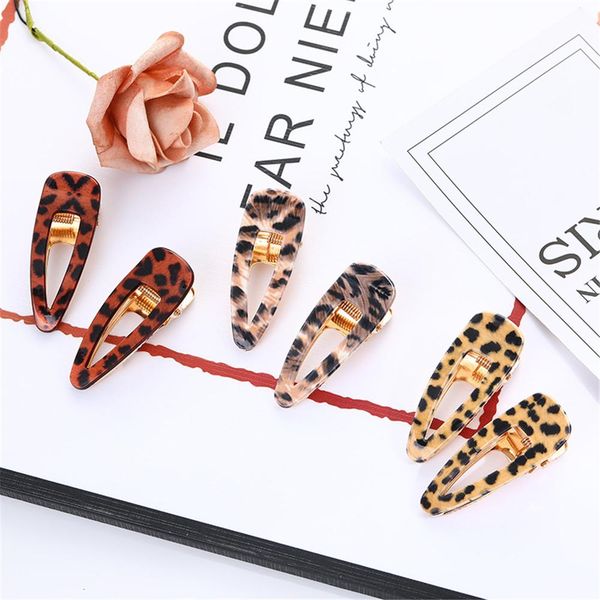 

new fashion leopard acrylic hair clips for women print waterdrop barrettes hairpin bangs clip headddress hair accessories swy wmthve