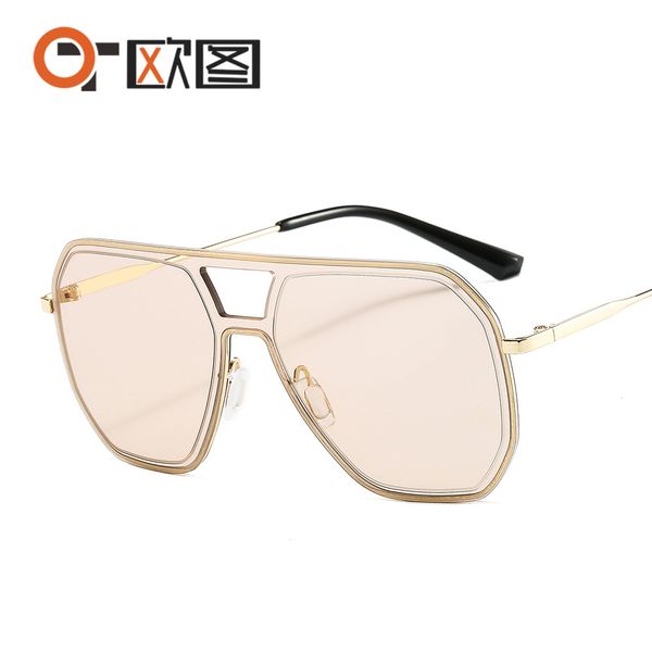 

ins style fashionable one-piece color for men and women beautiful decoration versatile metal sunglasses 7105, White;black