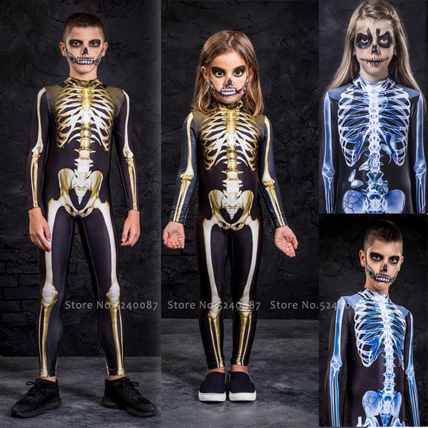 

halloween skull head print zanti carnival children's body vampire devil combination ballet horror universe costume, Gray;blue