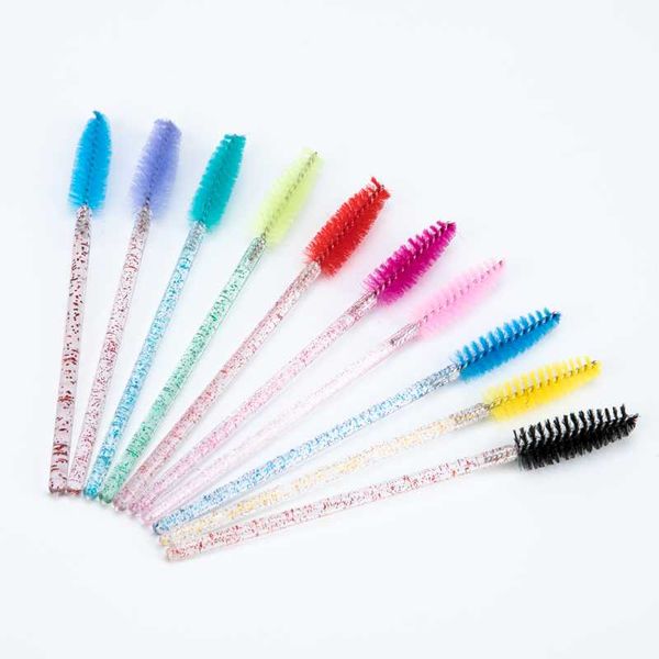 

false eyelashes zwellbe good quality disposable 50 pcs/pack crystal eyelash makeup brush diamond handle mascara wands extension tool