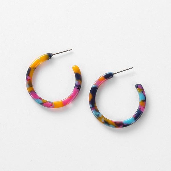 

stud trendy minimalist round circle earrings women bohemia charm acrylic resin earring leopard open hoops femme party jewellry1, Golden;silver
