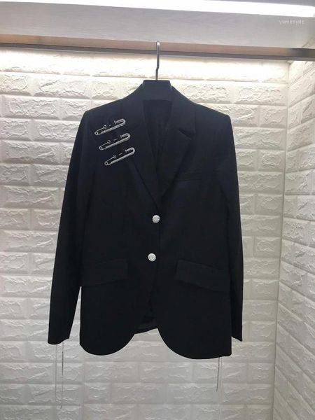 

2020fw new autumn new women diamonds button blazer for ladies outerwear coat jacket 2 color gdnz 7.131, White;black