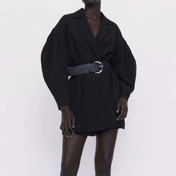 

women autumn winter bodysuit 2020 v-neck club outfits with belt long sleeve casual ladies rompers1, Black;white