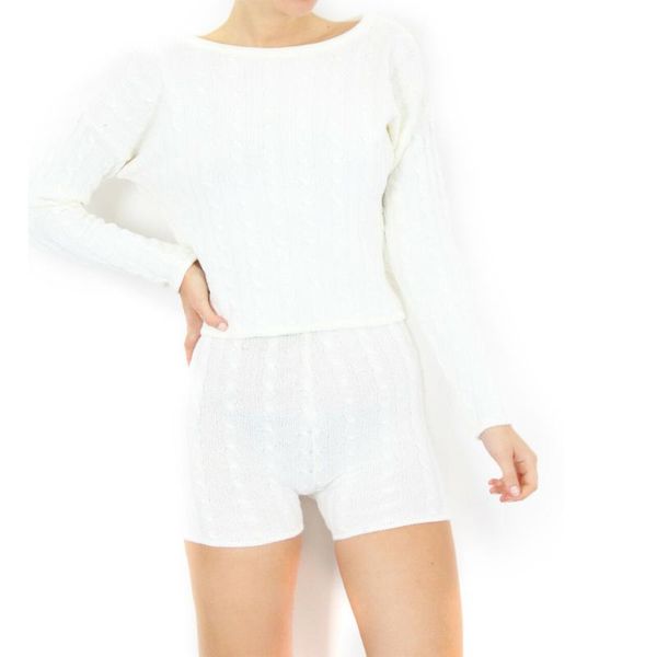 

gym clothing 2pcs womens spring autumn sportswear clothes set knitted long sleeve bottpms shorts outfits sport suit, White;black