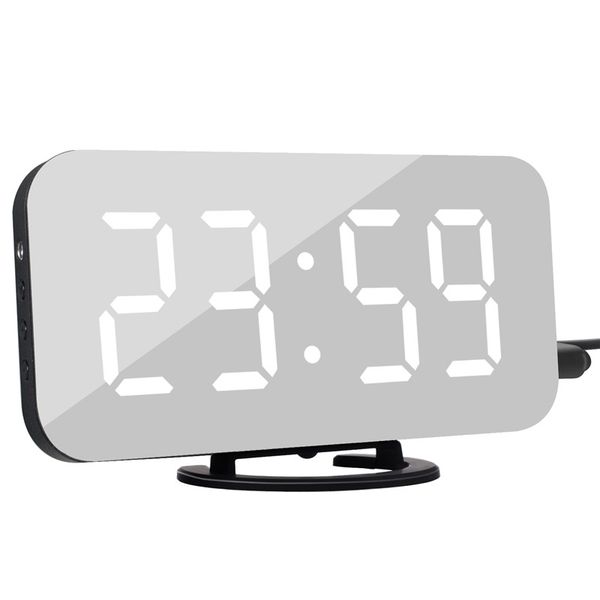 

led digital table clock snooze time temperature night display mirror 2 usb output ports watch for living room decor