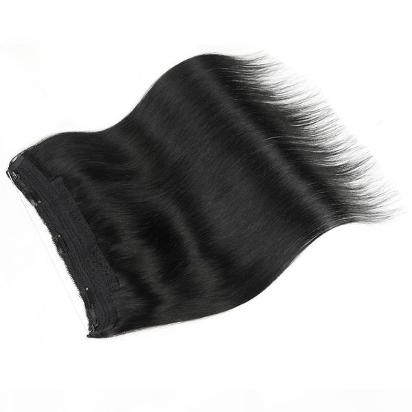 

elibess grade 7a--length 14inch-26inch halo hair extension 100gram one piece real brazilian virginn hair flip in hair extensions, Black