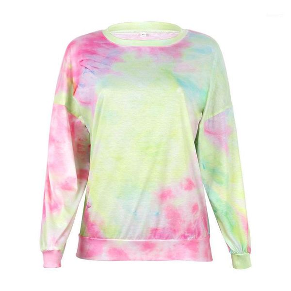 

0 autumn new european and american women's tie-dye printed lantern long-sleeved t-shirt ropa plus size mujer1, White