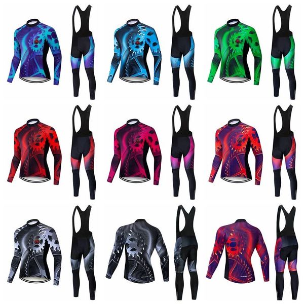 

2020 team men cycling jersey set long sleeve black bib pants ropa ciclismo bicycle clothing mtb bike jersey uniform clothes gear, Black;blue