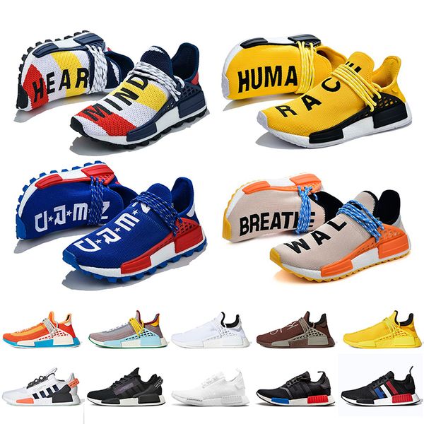 

new hu trail 2020 pharrell williams human races women mens running shoes bbc plaid nmd shoes r1 v2 trainers sneakers big size 12
