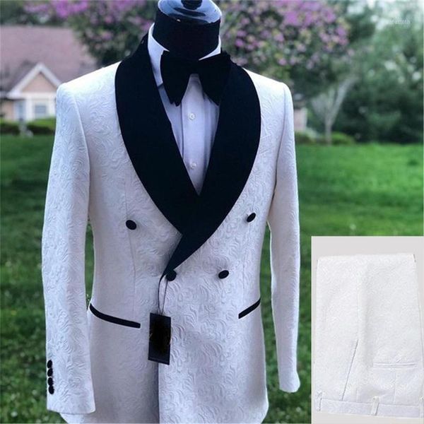 

groom tuxedos suits shawl lapel men custom made embossing men suits wedding 2 pieces ( jacket+pants+tie ) e1001, White;black