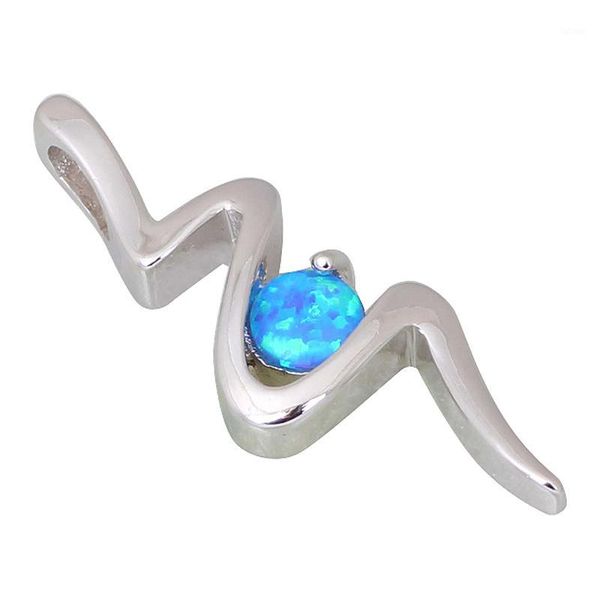 

party choker necklace silver fashion jewelry blue fire opal pendant for women p0871