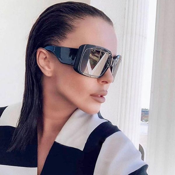 

qpeclou 2020 new oversized shield sunglasses women fashion big frame square sun glasses men classic arc shades, White;black