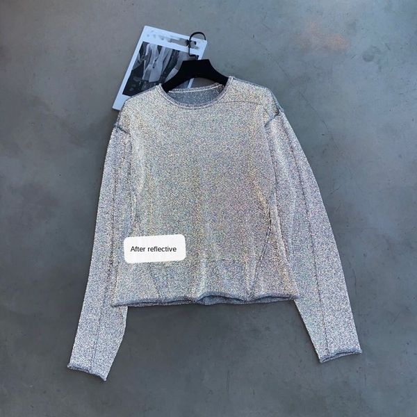 

8oh4z summer and autumn new star sleepwalking bright line trousers decorative drawstring elastic waist luminous reflective luminous 20 su, Gray