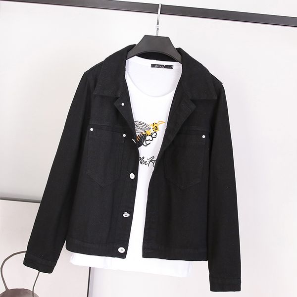 

new long sleeve winter slim white black jeans for women solid denim jacket women short overcoat ladies jackets 201026, Black;brown